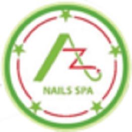 Logo of "Nails Spa" with green stars and a stylized letter "A" and "Z" in a circle.
