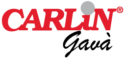 Logotipo de Carlin Gavà, letras "CARLiN" en rojo y "Gavà" en negro cursiva.