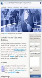 Screenshot einer Webseite mit blauem Globus-Hintergrund und Text über Online-Dienstleistungen.