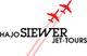 Zwei rote Jets fliegen über den Text "HAJO SIEWER JET-TOURS" mit roten Linien im Logo.