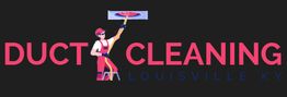 Worker in uniform with logo: "DUCT CLEANING IN LOUISVILLE KY" on a black background.