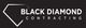 Black and white "Black Diamond Contracting" logo with an abstract diamond outline.