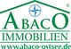 Abaco Immobilien Logo mit Website-Link und einem Sternsymbol im Dach.
