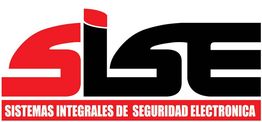 Logo de SISE, Sistemas Integrales de Seguridad Electrónica, en rojo y negro.