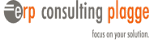 Logo von ERP Consulting Plagge mit dem Slogan "Focus on your solution".