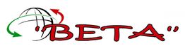 Logo mit dem Wort "BETA" in Rot und Pfeilen um einen Globus in Grün, Rot und Schwarz.