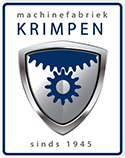 Logo van Machinefabriek Krimpen met tandwielontwerp en tekst "sinds 1945".