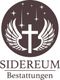 Logo mit einem Kreuz, Engelsflügeln und Sternen; Text: Sidereum Bestattungen.