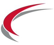 Rotes und graues geschwungenes Logo auf weißem Hintergrund.