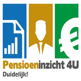 Een logo met grafieken, een persoon en euroteken. Tekst: "Pensioeninzicht 4U. Duidelijk!"