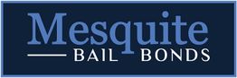 Sign reading "Mesquite Bail Bonds" in blue and white text on a dark background.