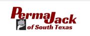 Logo reads "PermaJack of South Texas" with a hand holding a house icon.