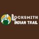 Logo with locksmith holding key, text: "Locksmith Indian Trail" on brown background.