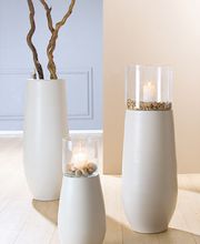 GILDE-Boden-Vasen-Set mit Glaseinsätzen, 3-teilig, creme