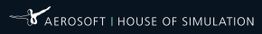 Logo mit Schriftzug "Aerosoft | House of Simulation" vor dunklem Hintergrund.