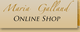 "Logo von Maria Galland Online-Shop in eleganter Schrift auf beigem Hintergrund."