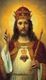 Religious icon of a crowned figure holding a scepter, with halo and heart symbol.