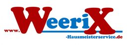 "WeeriX-Logo mit Schriftzug 'Hausmeisterservice.de' in Rot und Blau."