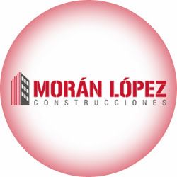 Logotipo de Morán López Construcciones con un edificio estilizado a la izquierda.