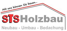 "Logo von STS Holzbau: Neubau, Umbau, Bedachung mit dem Slogan 'Mit uns können Sie bauen...'"