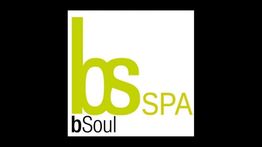 Logo con scritta "bSoul" in nero e "bs SPA" in verde, su sfondo bianco e bordo nero.