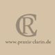 Logo mit den Buchstaben CR und Website-URL www.praxis-clarin.de auf beigem Hintergrund.