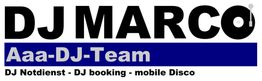DJ MARCO Logo, Aaa-DJ-Team, DJ Notdienst, DJ booking, mobile Disco.