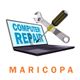 Laptop with text "Computer Repair," crossed by wrench and screwdriver; "Maricopa" below.
