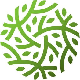 Grünes, verschlungenes Blätter-Muster auf weißem Hintergrund.