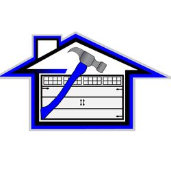 House-shaped logo with a garage door and a hammer overlay.