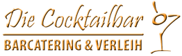 Logo „Die Cocktailbar - Barcatering & Verleih“ mit Cocktailglas-Design.