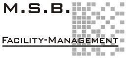 M.S.B. Facility-Management Logo mit grauem Pixelmuster rechts.