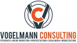 Logo von "Vogelmann Consulting" mit Fokus auf Marketing und Gestaltung.