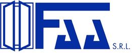 Logo blu con scritta "FSA S.R.L." e icona stilizzata di porta aperta a sinistra.