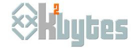 Logo mit "K²bytes" in grauer Schrift und oranger Akzent.