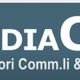 Logo di MediaCom snc, mediatori commerciali e immobiliari, su sfondo blu.