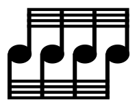 Vier musikalische Achtelnoten in einer Reihe.