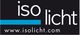 Schwarz-weißes Logo mit blauem Element, Text: "isolicht", Webseite: www.isolicht.com.