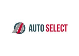 Logo mit Schriftzug "Auto Select" in Grau und Rot, daneben ein stilisiertes Symbol in Kreisform.