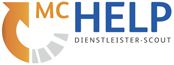 Logo mit Pfeil und Text: "MC Help - Dienstleister-Scout".