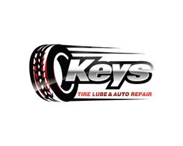 Keys Tire Lube & Auto Repair logo featuring a tire design and bold lettering.