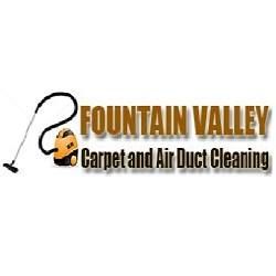 Logo of "Fountain Valley Carpet and Air Duct Cleaning" with a vacuum cleaner graphic.