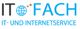 Logo von IT-Fach mit globusförmigem O; Text: IT- und Internetservice.