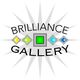 Logo of Brilliance Gallery with colorful diamond shapes and a starburst background.