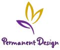 Logo: Lila-gelbes Blattform-Design über "Permanent Design" in lila Schrift.