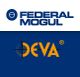 Logos von Federal Mogul und DEVA auf blauem Hintergrund.