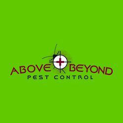 Green logo with target design reads "Above Beyond Pest Control."