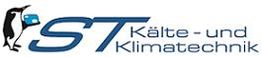 Logo mit Pinguin, Text "ST Kälte- und Klimatechnik" in Blau.