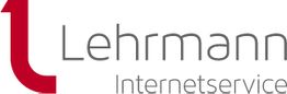 Rotes Logo mit Schriftzug "Lehrmann Internetservice" auf weißem Hintergrund.