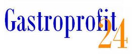 Logo mit blauem Text "Gastroprofit" und oranger Zahl "24" in moderner Schriftart.
